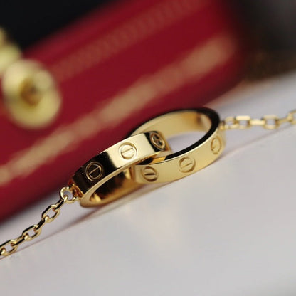 [Lunabriance]LOVE NECKLACE DOUBLE RING GOLD