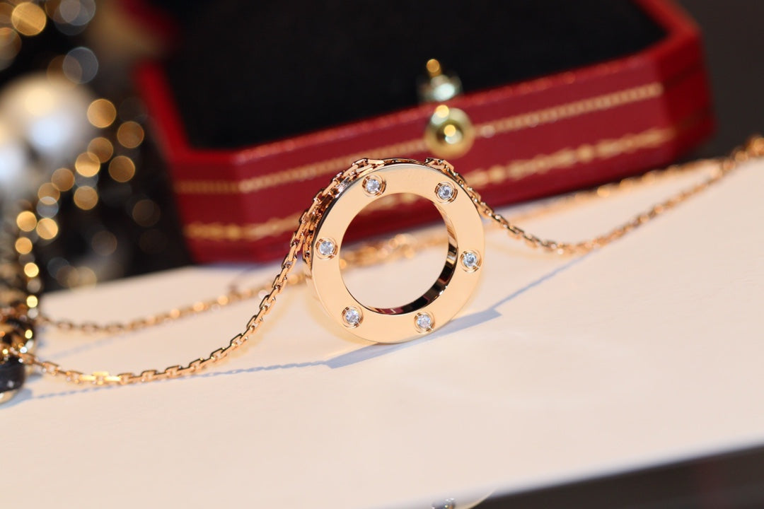 [ルナブリアンス]ラブネックレス 16mm 6ダイヤモンド ピンクゴールド