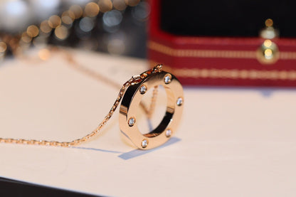 [ルナブリアンス]ラブネックレス 16mm 6ダイヤモンド ピンクゴールド