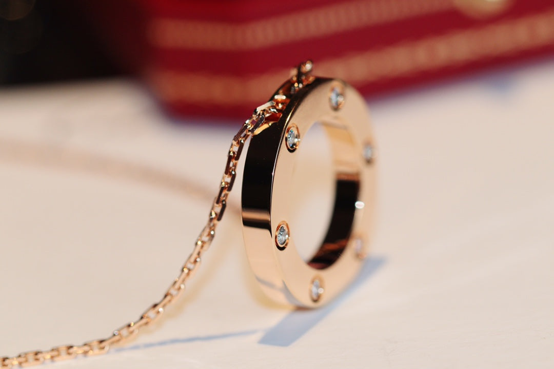 [ルナブリアンス]ラブネックレス 16mm 6ダイヤモンド ピンクゴールド