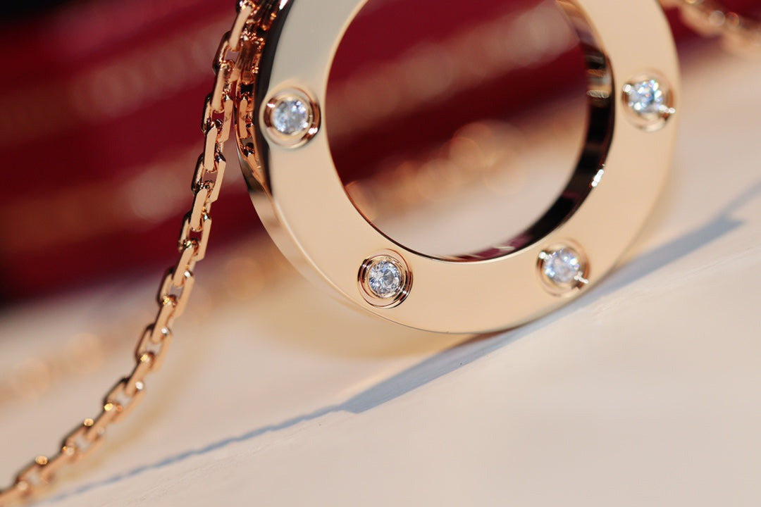 [ルナブリアンス]ラブネックレス 16mm 6ダイヤモンド ピンクゴールド