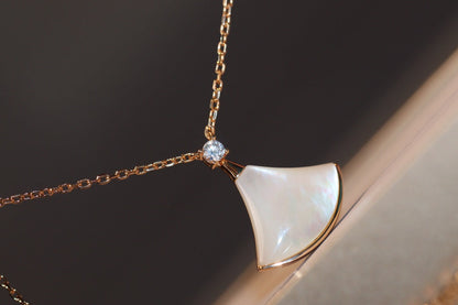 [Lunabriance]DREAM NECKLACE WHITE MOP PINK GOLD 1 DIAMOND