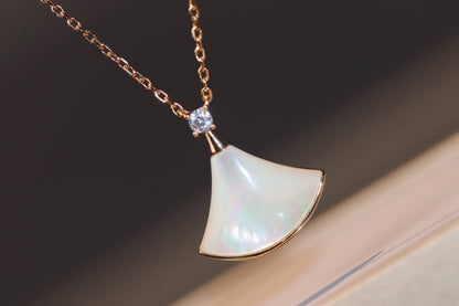 [Lunabriance]DREAM NECKLACE WHITE MOP PINK GOLD 1 DIAMOND