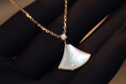 [Lunabriance]DREAM NECKLACE WHITE MOP PINK GOLD 1 DIAMOND