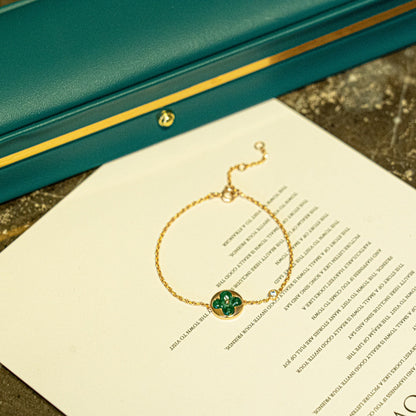 [Lunabriance]SUN MALACHITE 1 DIAMOND PINK GOLD BRACELET