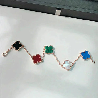 [Luna Brilliance]CLOVER 5 MOTIFS MULTICOLOR BRACELET