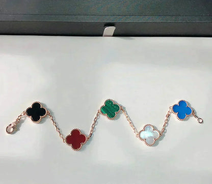[Luna Brilliance]CLOVER 5 MOTIFS MULTICOLOR BRACELET