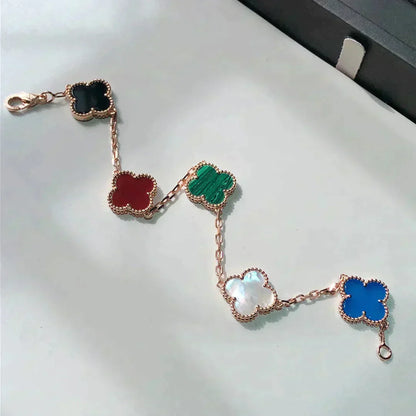 [Luna Brilliance]CLOVER 5 MOTIFS MULTICOLOR BRACELET