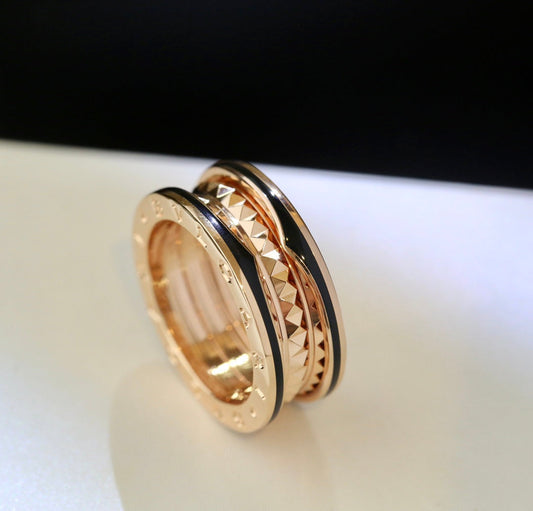 [Lunabriance]ZERO 1 PINK GOLD BLACK CERAMIC RING