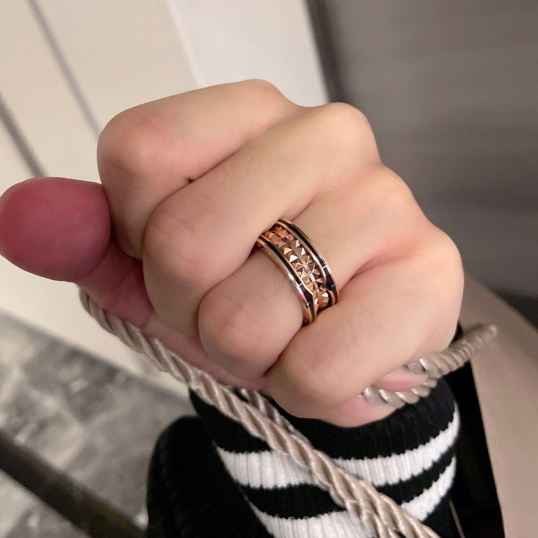 [Lunabriance]ZERO 1 PINK GOLD BLACK CERAMIC RING