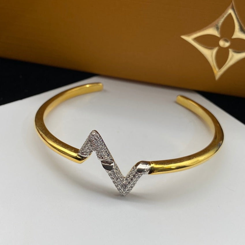 [Lunabriance]VOLTE UPSITE DOWN DIAMOND GOLD OPEN BRACELET