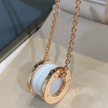 [Lunabriance]ZERO 1 WHITE CERAMIC PINK GOLD NECKLACE