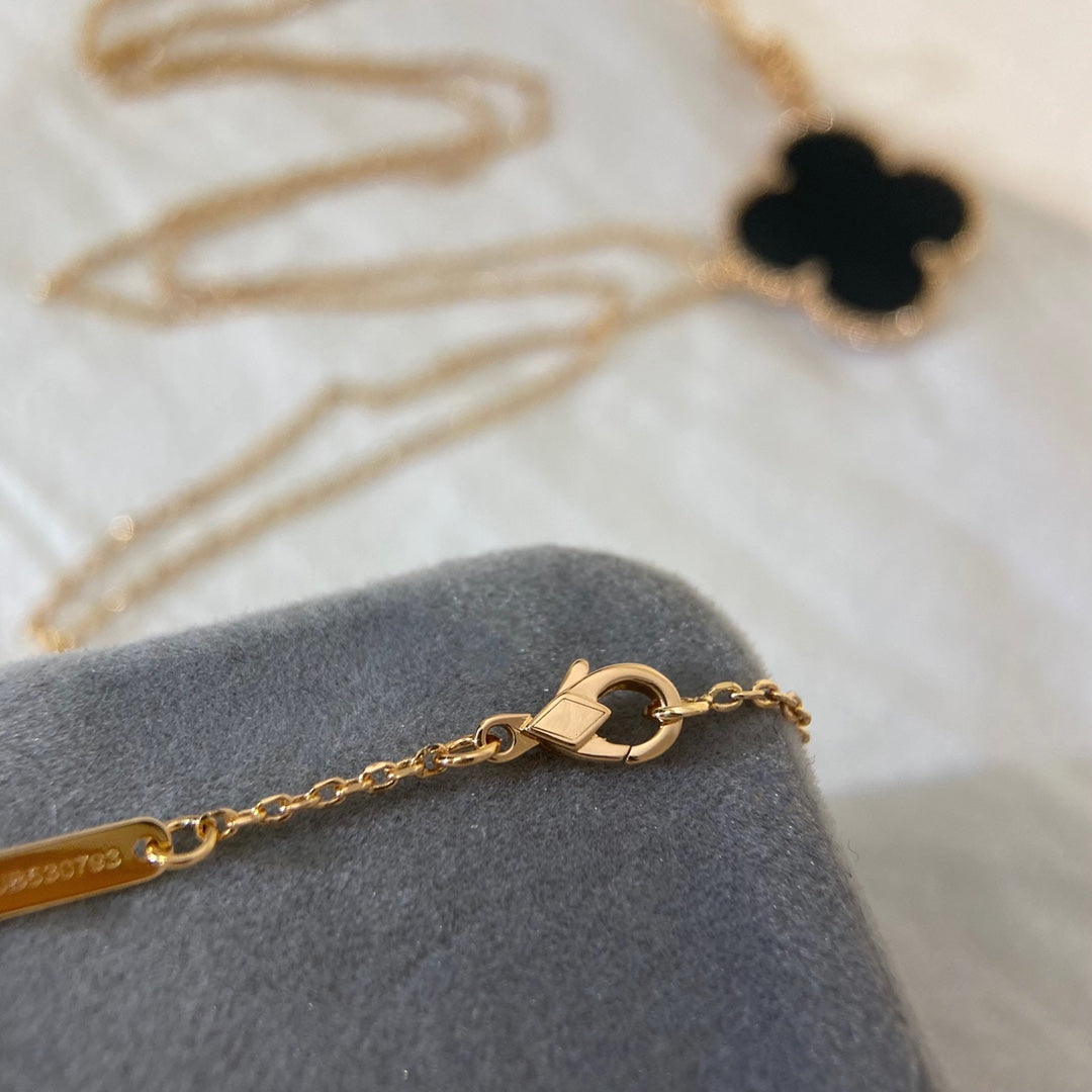 [Lunabriance]CLOVER 25MM NECKLACE GOLD ONYX