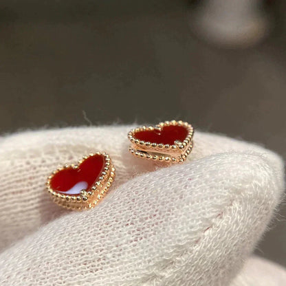 [Lunabriance]HEART CARNELIAN STUD EARRINGS