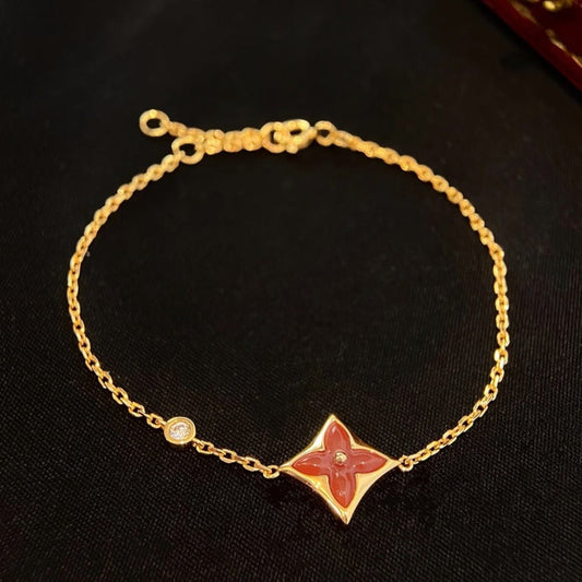 [Lunabriance]COLOR STAR CARNELIAN PINK GOLD DIAMOND BRACELET