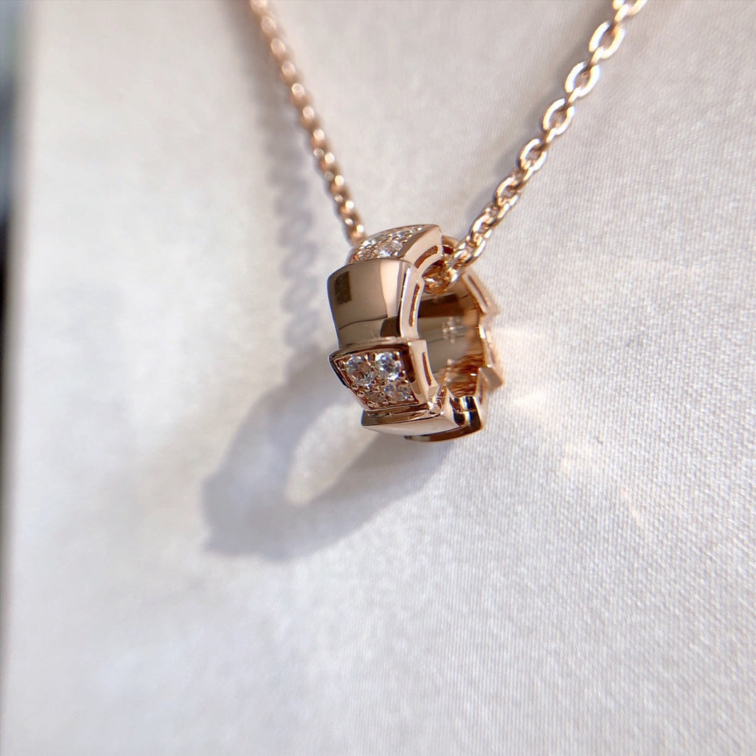 [Luna Brilliance]SERPENTI PEDANT DIAMOND PINK GOLD NECKLACE