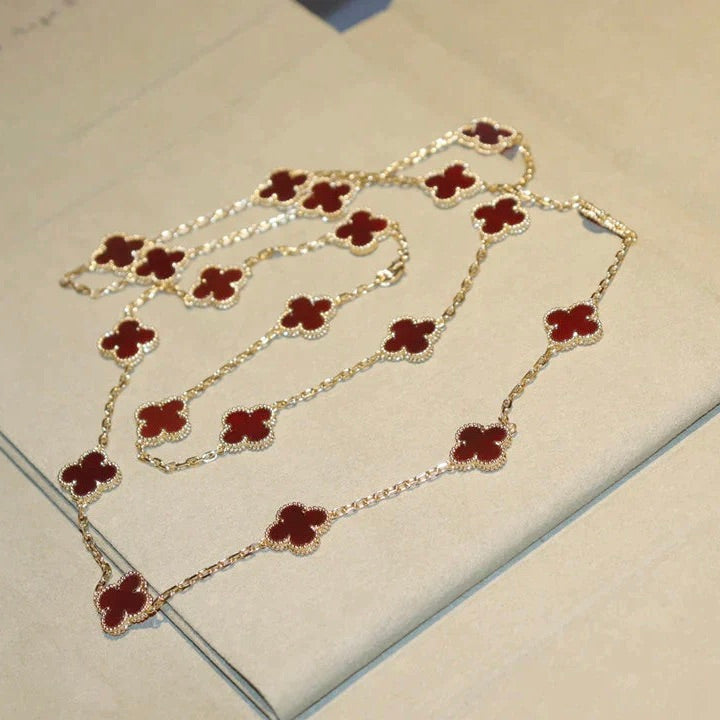 [Lunabriance]CLOVER 20 MOTIFS CARNELIAN NECKLACE