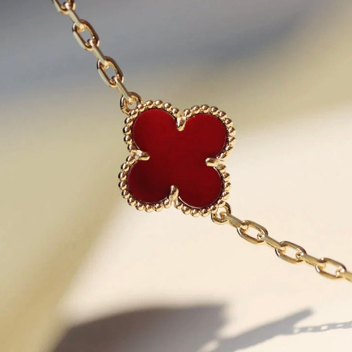 [Lunabriance]CLOVER 20 MOTIFS CARNELIAN NECKLACE