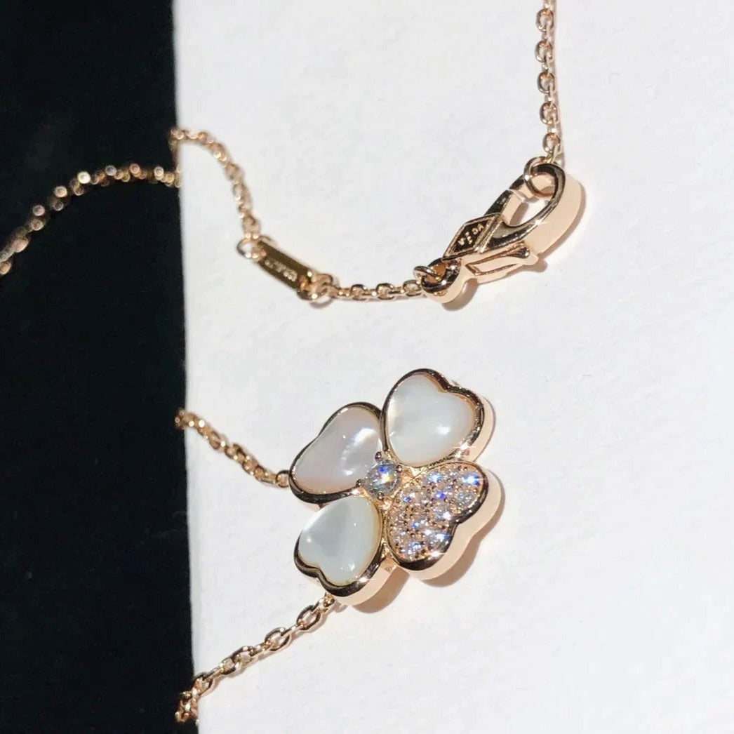 [Lunabriance]CLOVER MOP DIAMOND ROSE GOLD NECKLACE