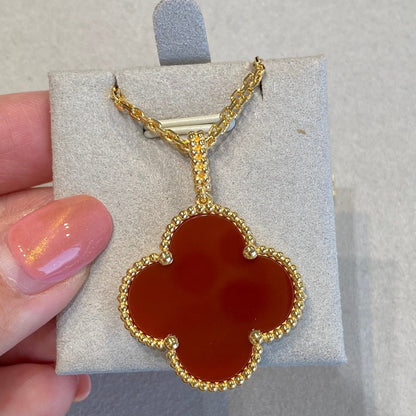 [Lunabriance]CLOVER 25MM NECKLACE GOLD CARNELIAN