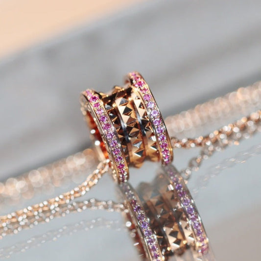 [Lunabriance]ZERO 1 ROCK PINK GOLD PINK DIAMOND NECKLACE