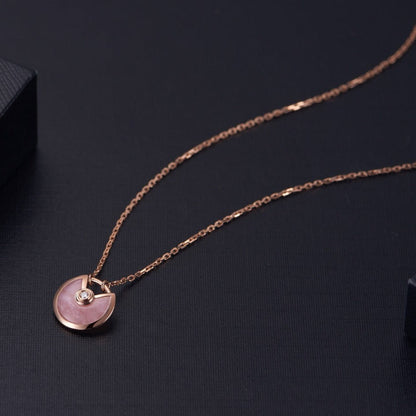 [Lunabriance]AMULETTE ROSE GOLD PINK MOP NECKLACE