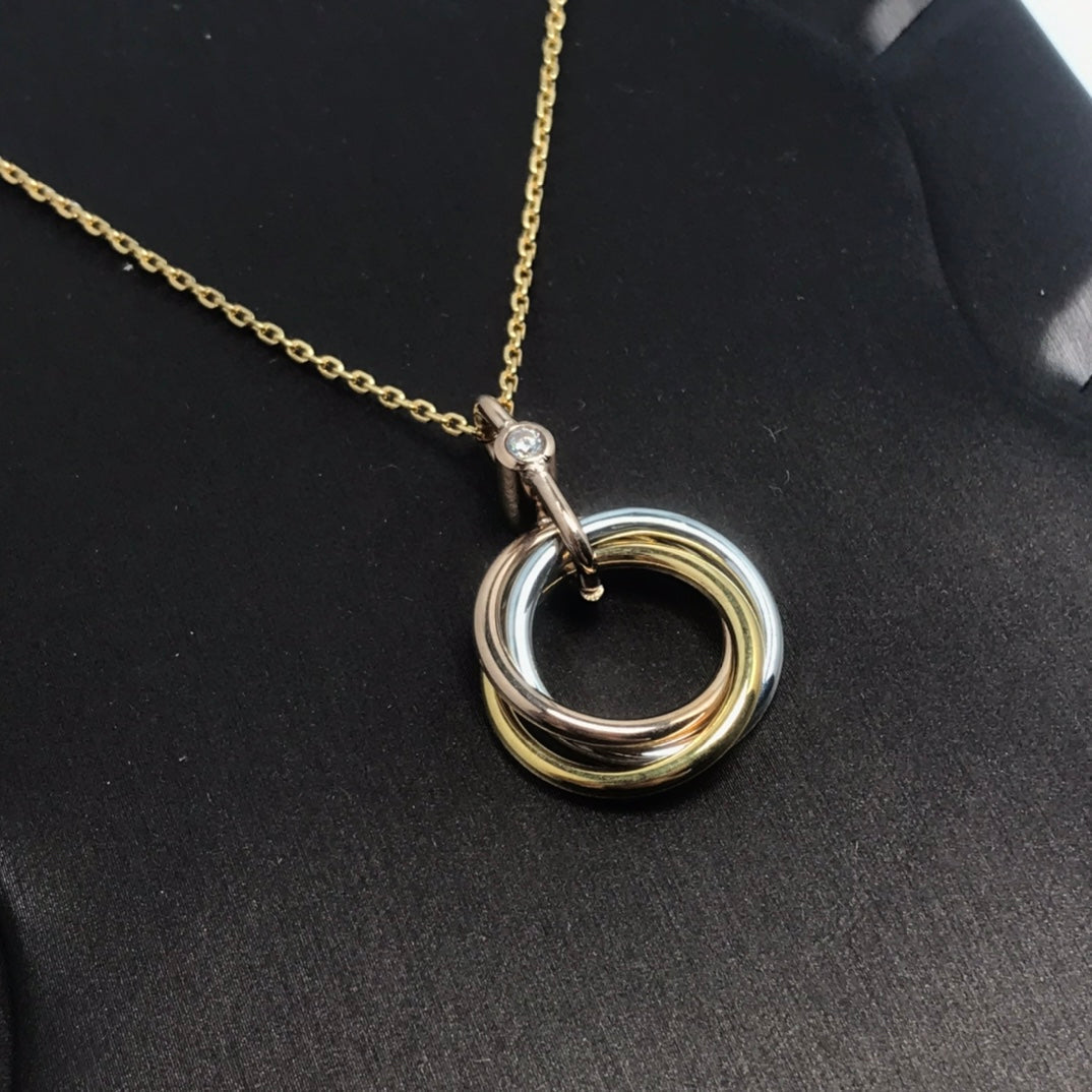 [Lunabriance]TRINITY SILVER GOLD PINK GOLD NECKLACE