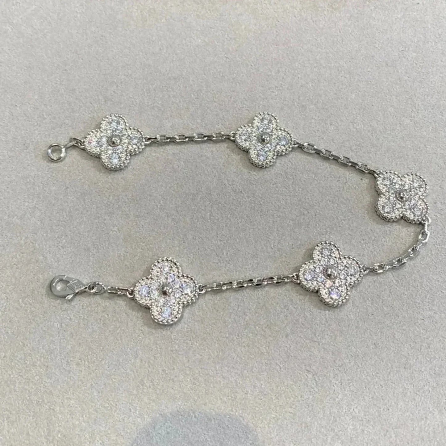 [Lunabriance]CLOVER 5 MOTIFS  DIAMOND BRACELET SILVER