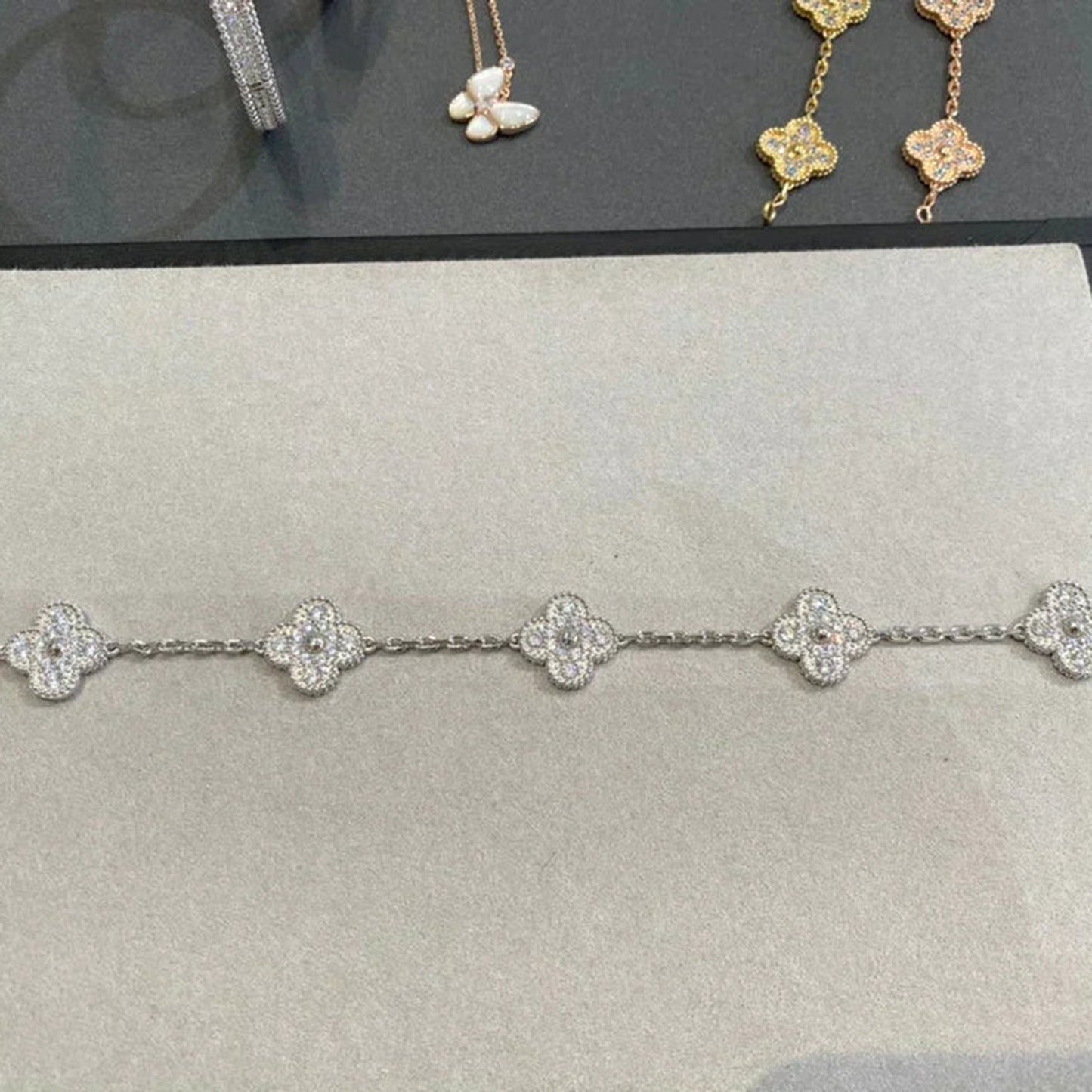 [Lunabriance]CLOVER 5 MOTIFS  DIAMOND BRACELET SILVER