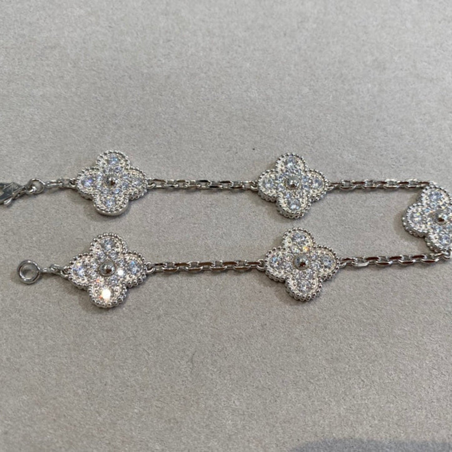 [Lunabriance]CLOVER 5 MOTIFS  DIAMOND BRACELET SILVER