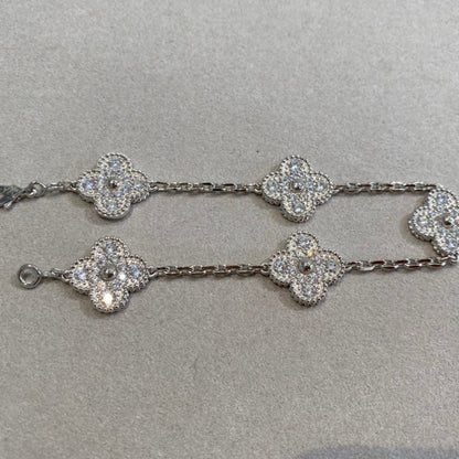 [Lunabriance]CLOVER 5 MOTIFS  DIAMOND BRACELET SILVER