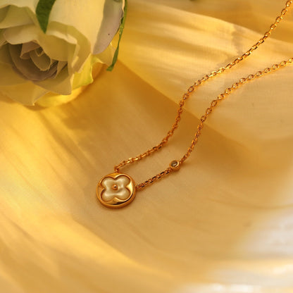 [Lunabriance]SUN PEDANT PINK GOLD 1 DIAMOND NECKLACE