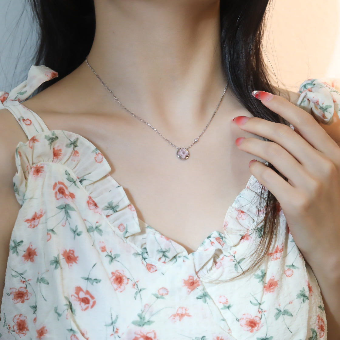 [Lunabriance]SUN PEDANT PINK GOLD 1 DIAMOND NECKLACE