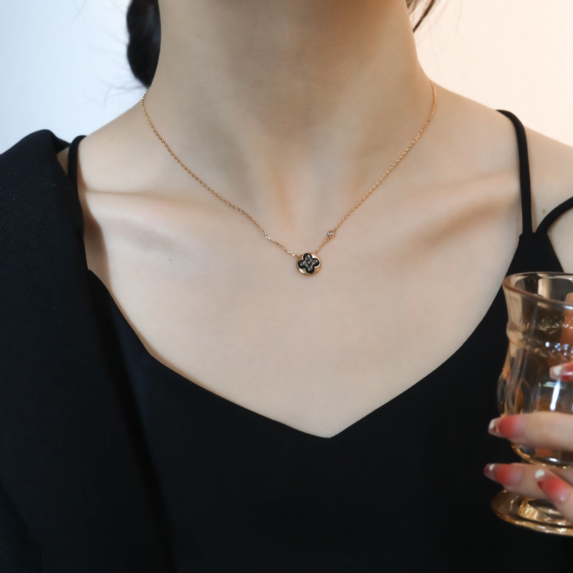 [Lunabriance]SUN PEDANT PINK GOLD 1 DIAMOND NECKLACE