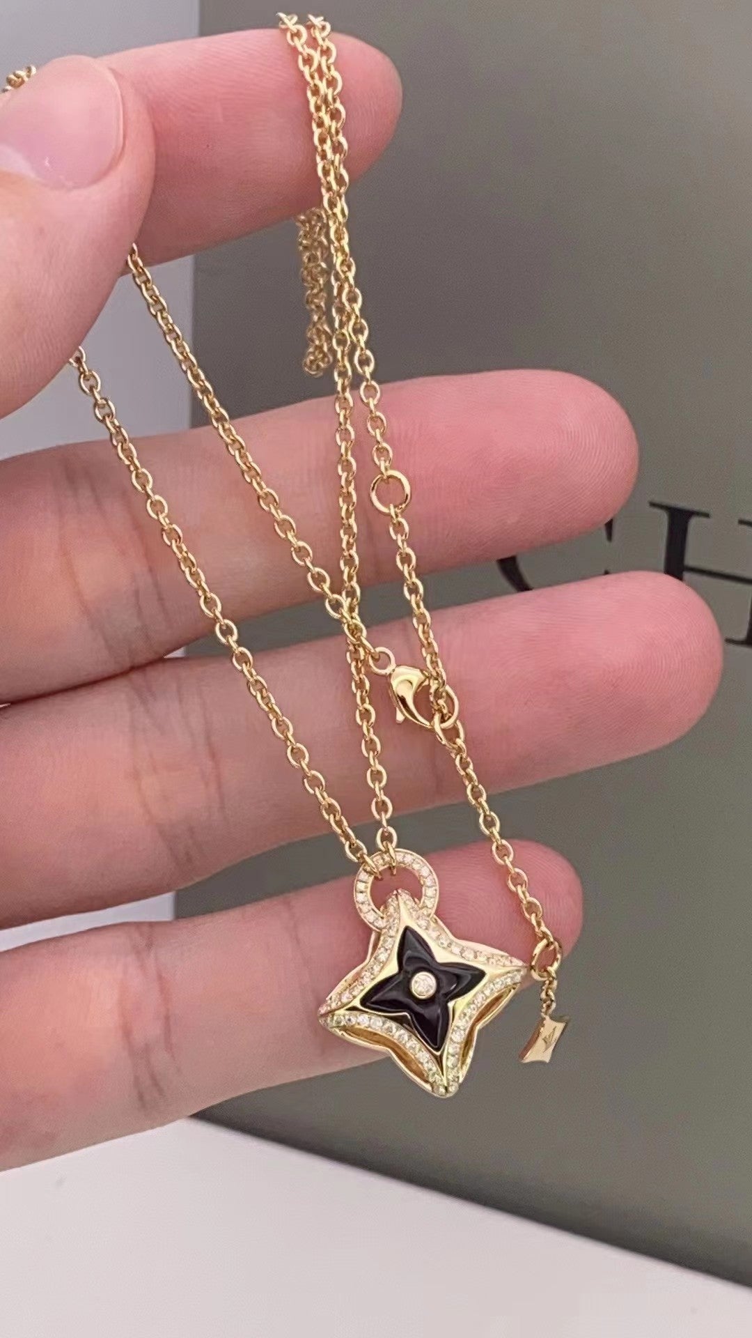 [Lunabriance]STAR PEDANT PINK GOLD DIAMOND NECKLACE