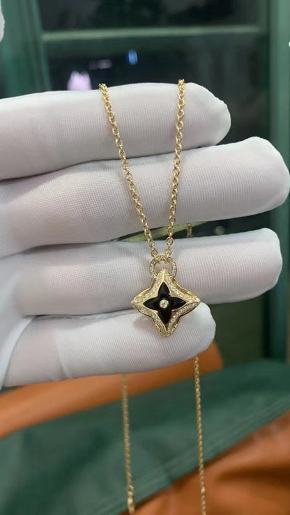 [Lunabriance]STAR PEDANT PINK GOLD DIAMOND NECKLACE