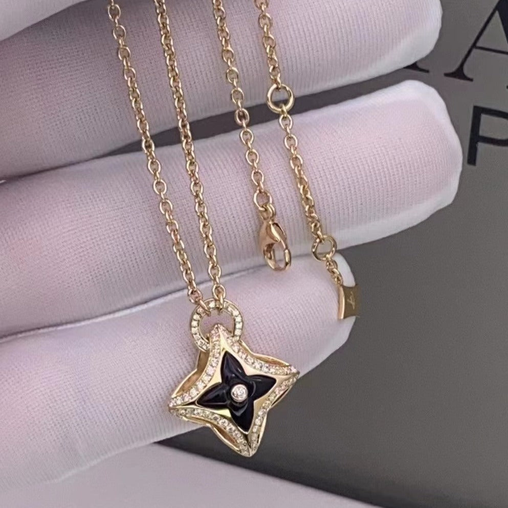 [Lunabriance]STAR PEDANT PINK GOLD DIAMOND NECKLACE