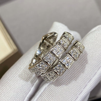 [Lunabriance]SERPENTI DOUBLE RING SILVER DIAMOND PAVED