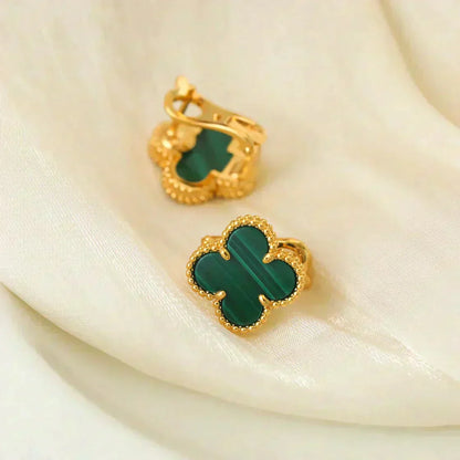 [Lunabriance]CLOVER MEDIUM 1 MOTIFS MALACHITE  EARRINGS