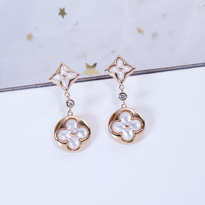 [Lunabriance]STAR AND SUN PINK GOLD MOP DROP EARRINGS