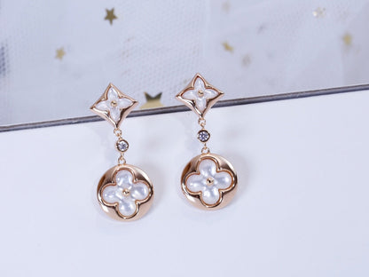 [Lunabriance]STAR AND SUN PINK GOLD MOP DROP EARRINGS