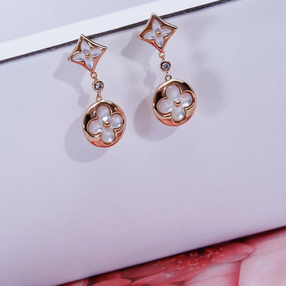 [Lunabriance]STAR AND SUN PINK GOLD MOP DROP EARRINGS