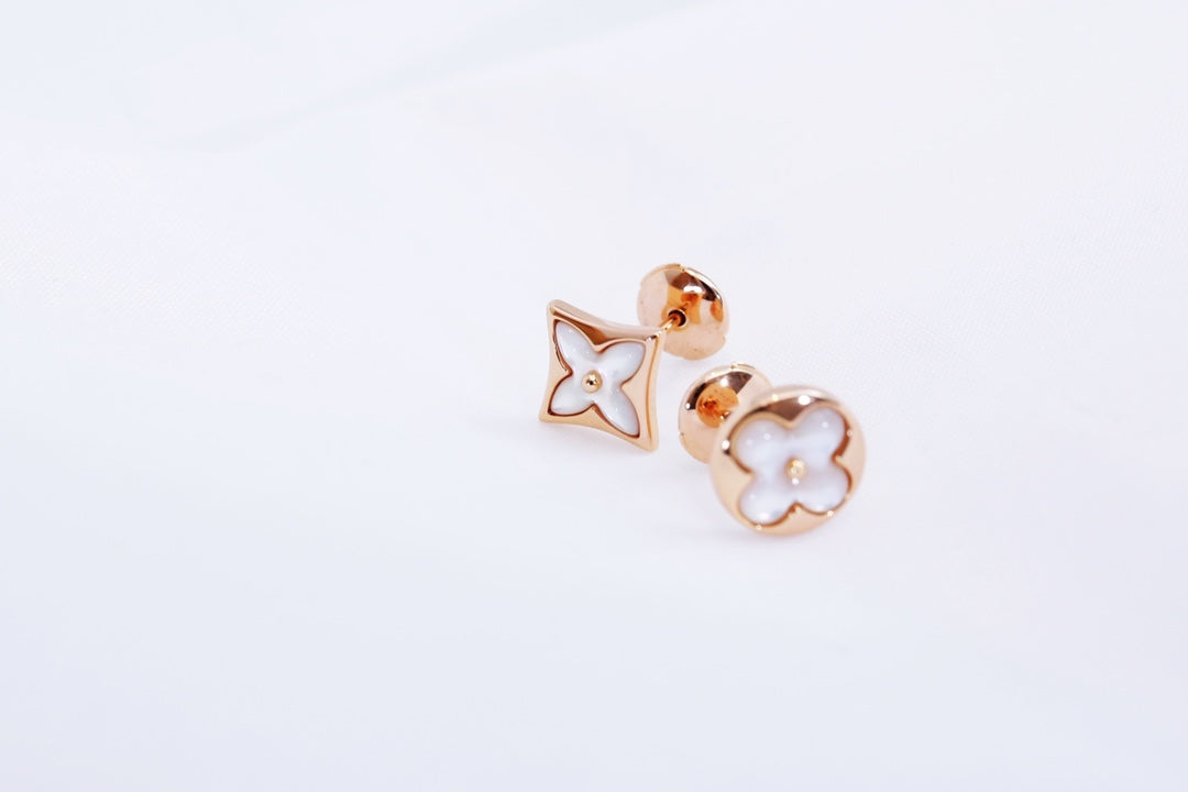 [Lunabriance]STAR AND SUN PINK GOLD MOP STUD EARRINGS