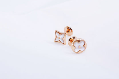 [Lunabriance]STAR AND SUN PINK GOLD MOP STUD EARRINGS