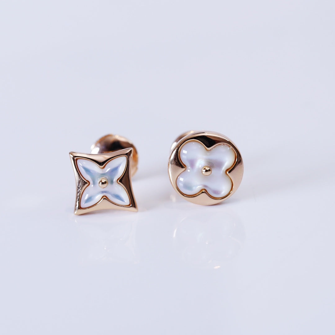 [Lunabriance]STAR AND SUN PINK GOLD MOP STUD EARRINGS