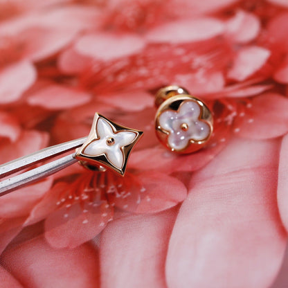 [Lunabriance]STAR AND SUN PINK GOLD MOP STUD EARRINGS