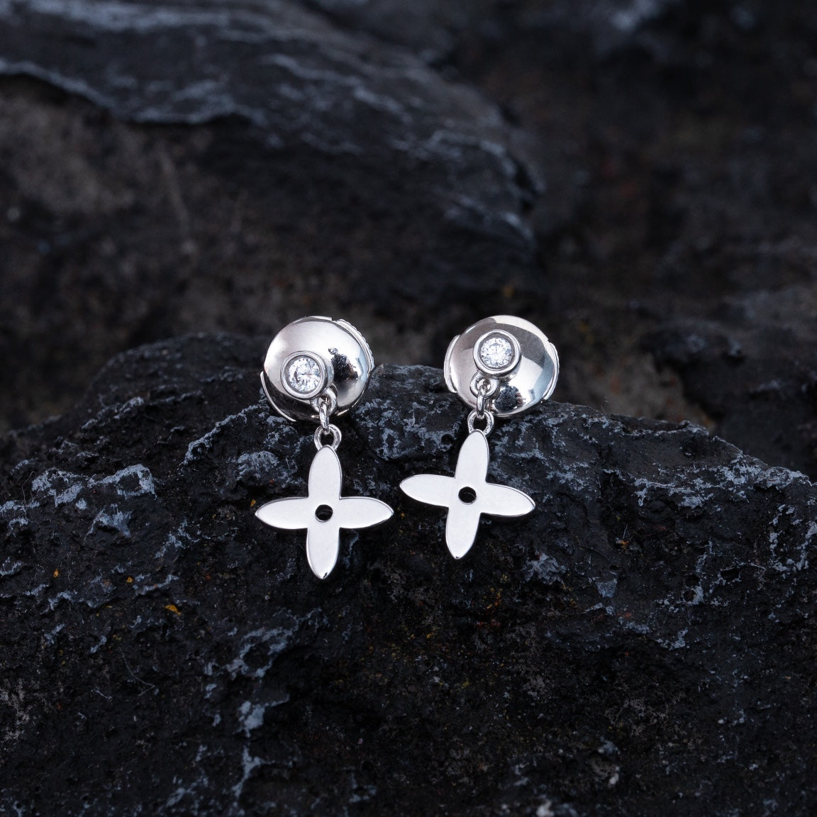 [Lunabriance]VIDYLLE SILVER DIAMOND MINI DROP EARRINGS