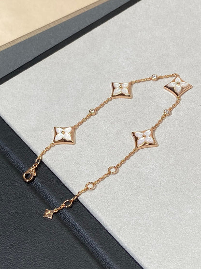 [Lunabriance]STAR 4 MOTIF MOP DIAMOND PINK GOLD BRACELET