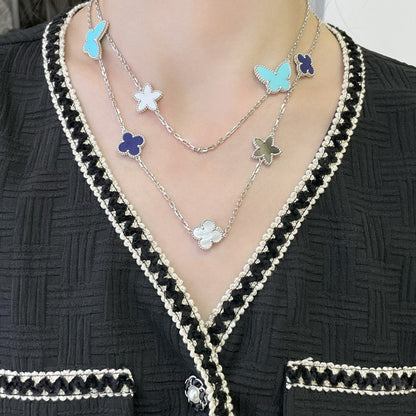 [Lunabriance]LUCKY CLOVER SILVER 11 MOTIF NECKLACE