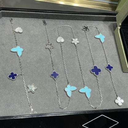 [Lunabriance]LUCKY CLOVER SILVER 11 MOTIF NECKLACE